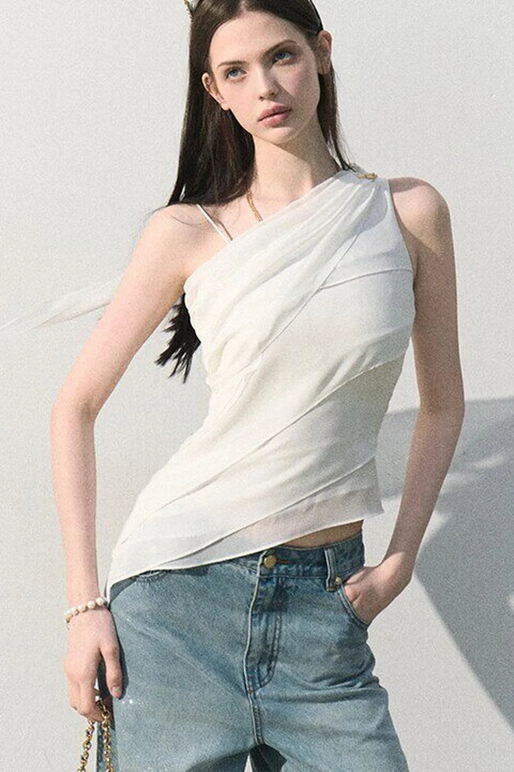 Off-Shoulder Waist-Cinching Top Set-Up