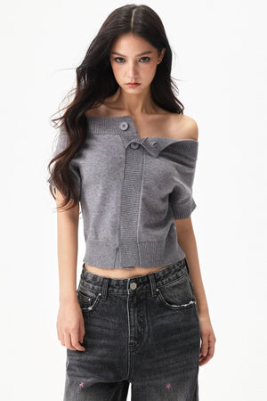 Off-Shoulder Wool-Blend Knit Top