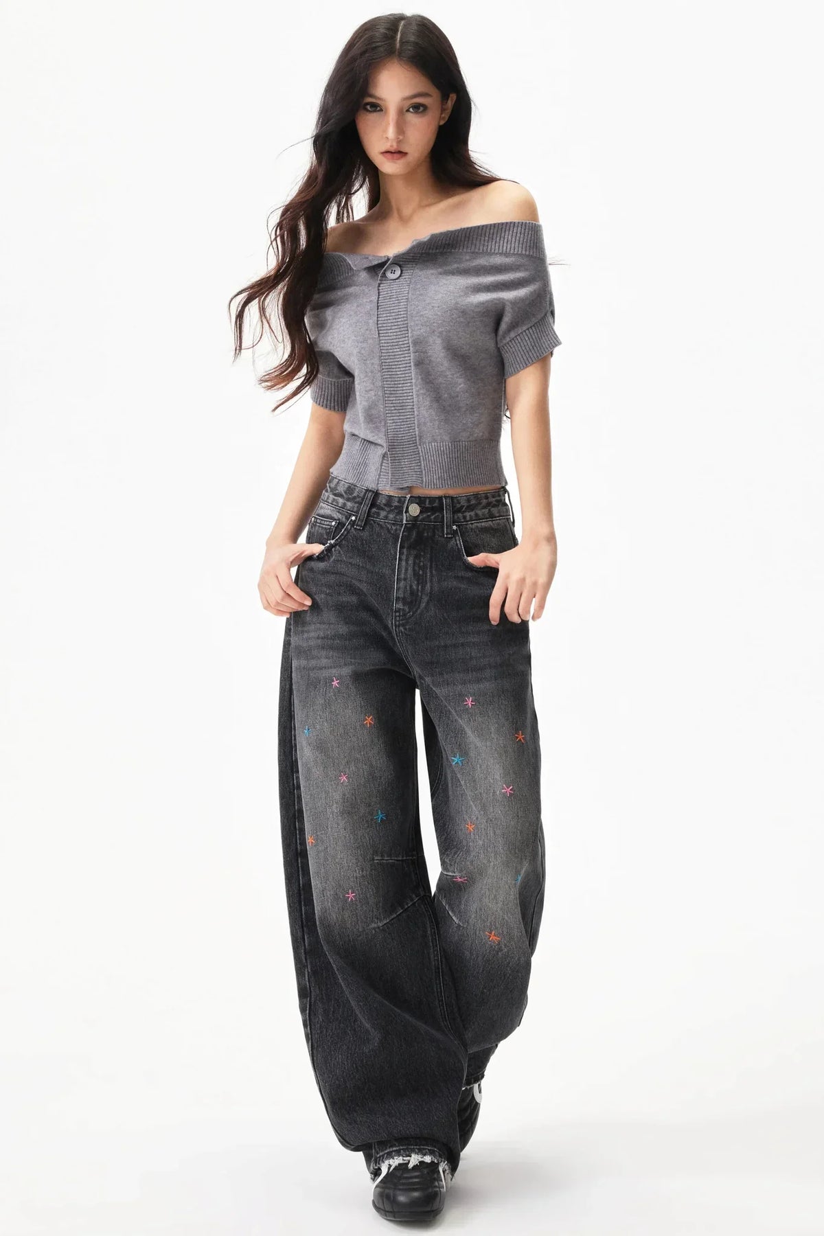 Off-Shoulder Wool-Blend Knit Top
