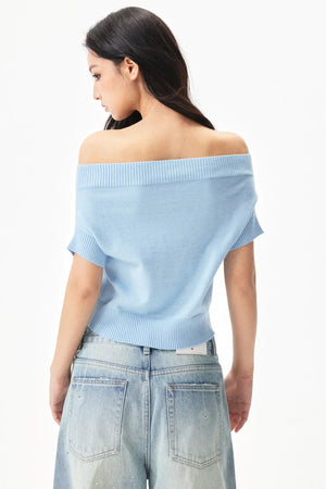 Off-Shoulder Wool-Blend Knit Top