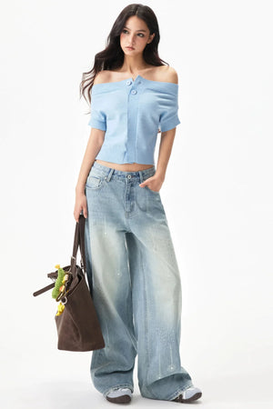 Off-Shoulder Wool-Blend Knit Top
