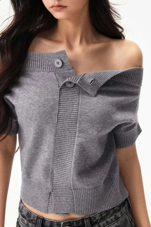 Off-Shoulder Wool-Blend Knit Top