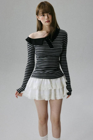 Off-Shoulder Wool Blend Top