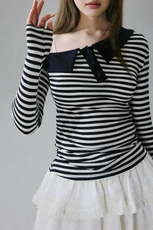 Off-Shoulder Wool Blend Top