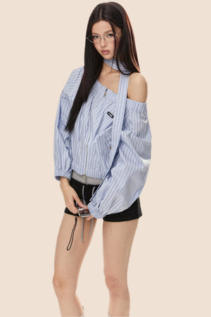 Off Shoulder Zip Shirt