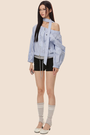 Off Shoulder Zip Shirt