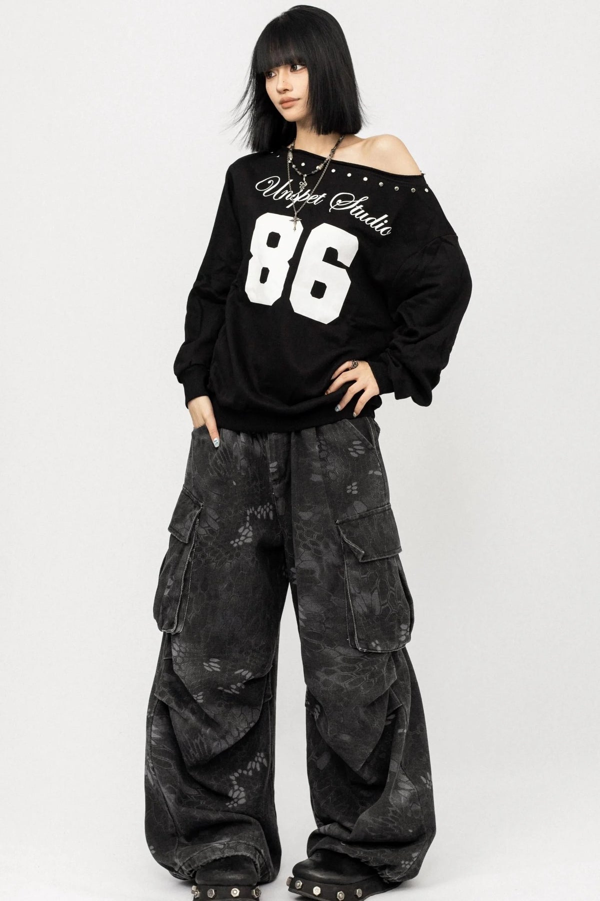 Off-the-Shoulder Long Sleeve T-Shirt