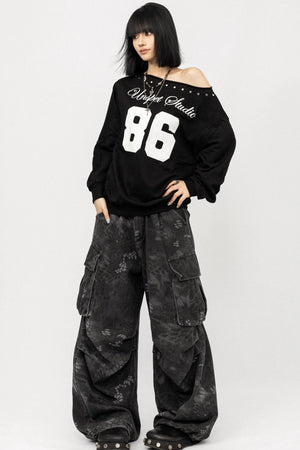 Off-the-Shoulder Long Sleeve T-Shirt