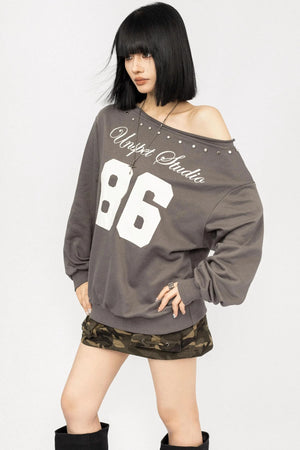 Off-the-Shoulder Long Sleeve T-Shirt