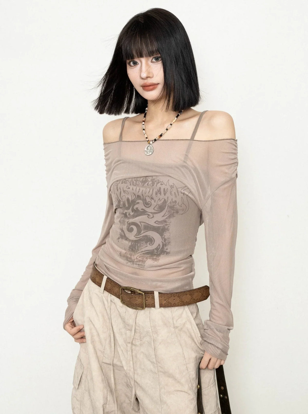 Off-the-Shoulder Long-Sleeved Top
