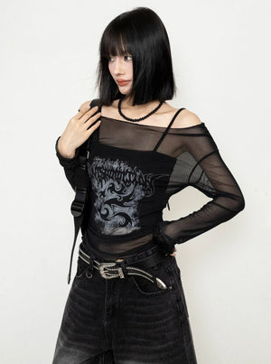 Off-the-Shoulder Long-Sleeved Top