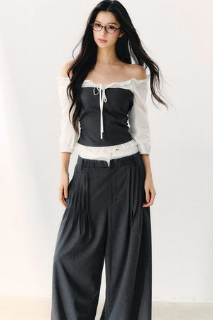 Off-The-Shoulder Ruffle Puff Sleeve Top