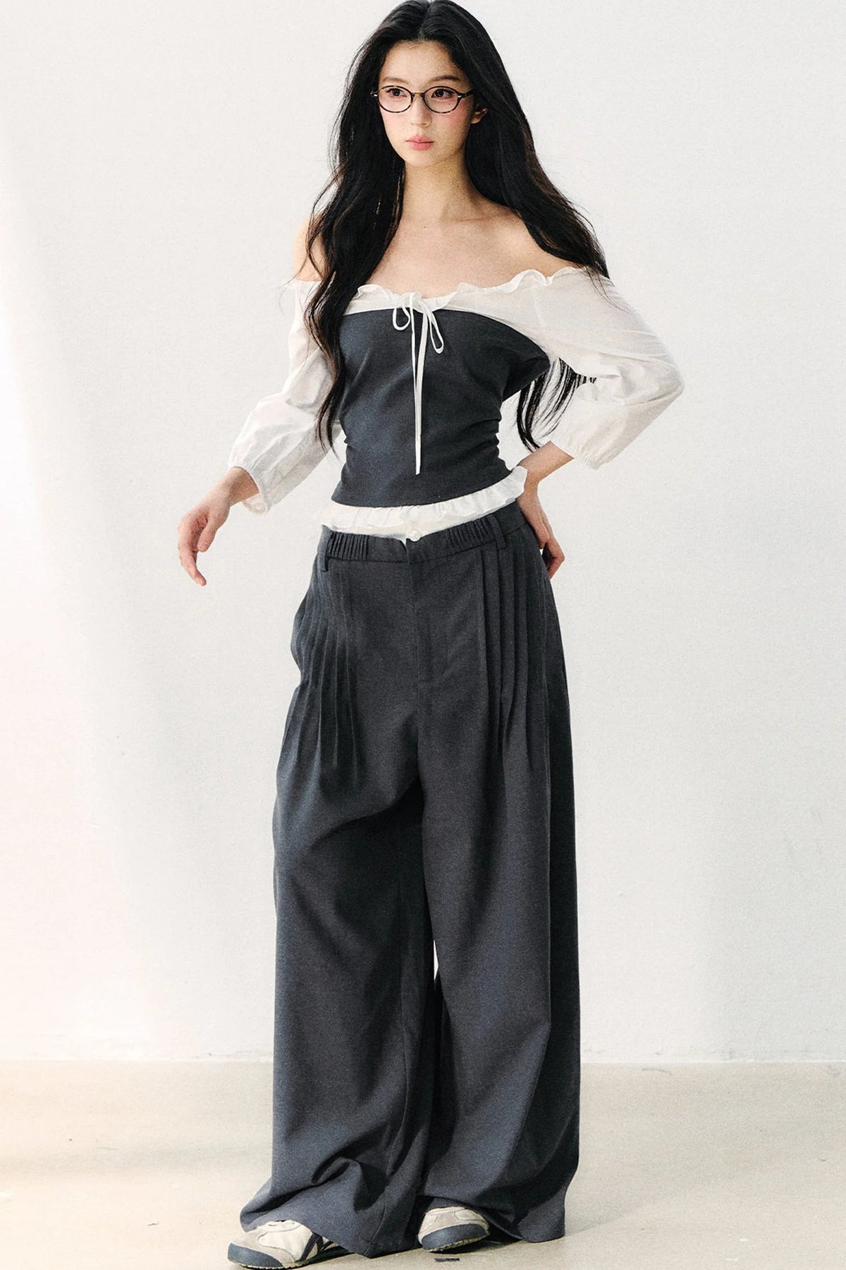 Off-The-Shoulder Ruffle Puff Sleeve Top