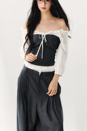 Off-The-Shoulder Ruffle Puff Sleeve Top