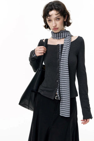 Off-the-Shoulder Striped Tops