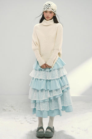 Off-white Asymmetrical Bat Sleeve Cape Sweater
