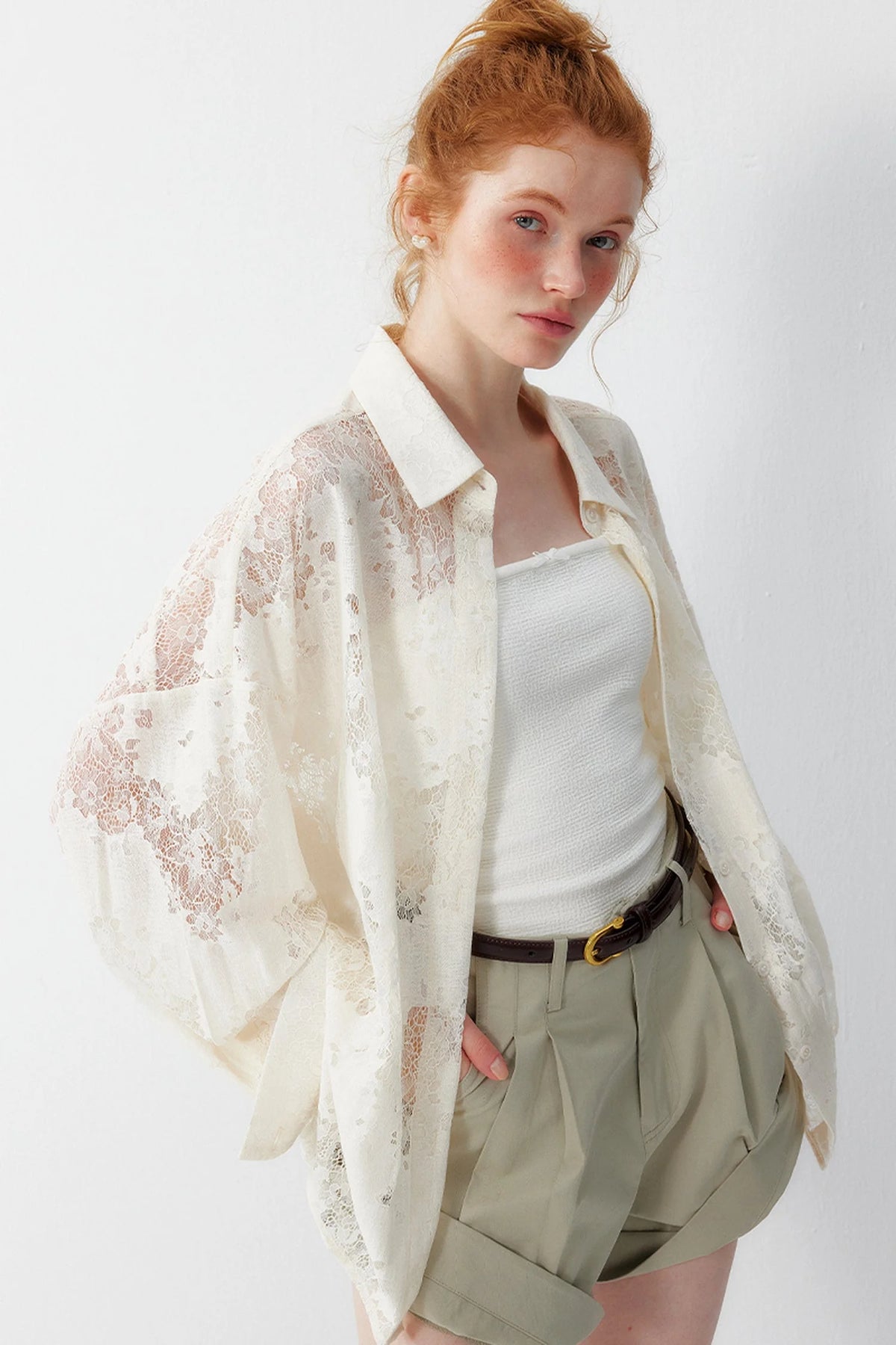Off-White Lace Floral Blouse