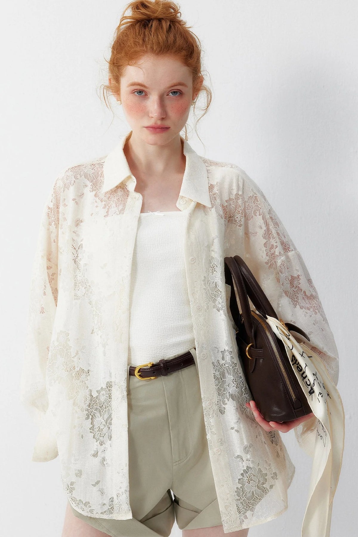 Off-White Lace Floral Blouse