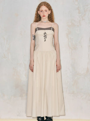 Offset Contrast Panel Maxi Dress