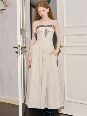 Offset Contrast Panel Maxi Dress