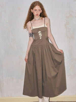 Offset Contrast Panel Maxi Dress