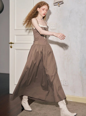 Offset Contrast Panel Maxi Dress