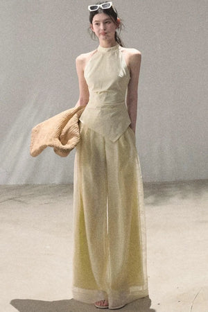 Old Money Mesh Wide-Leg Pants