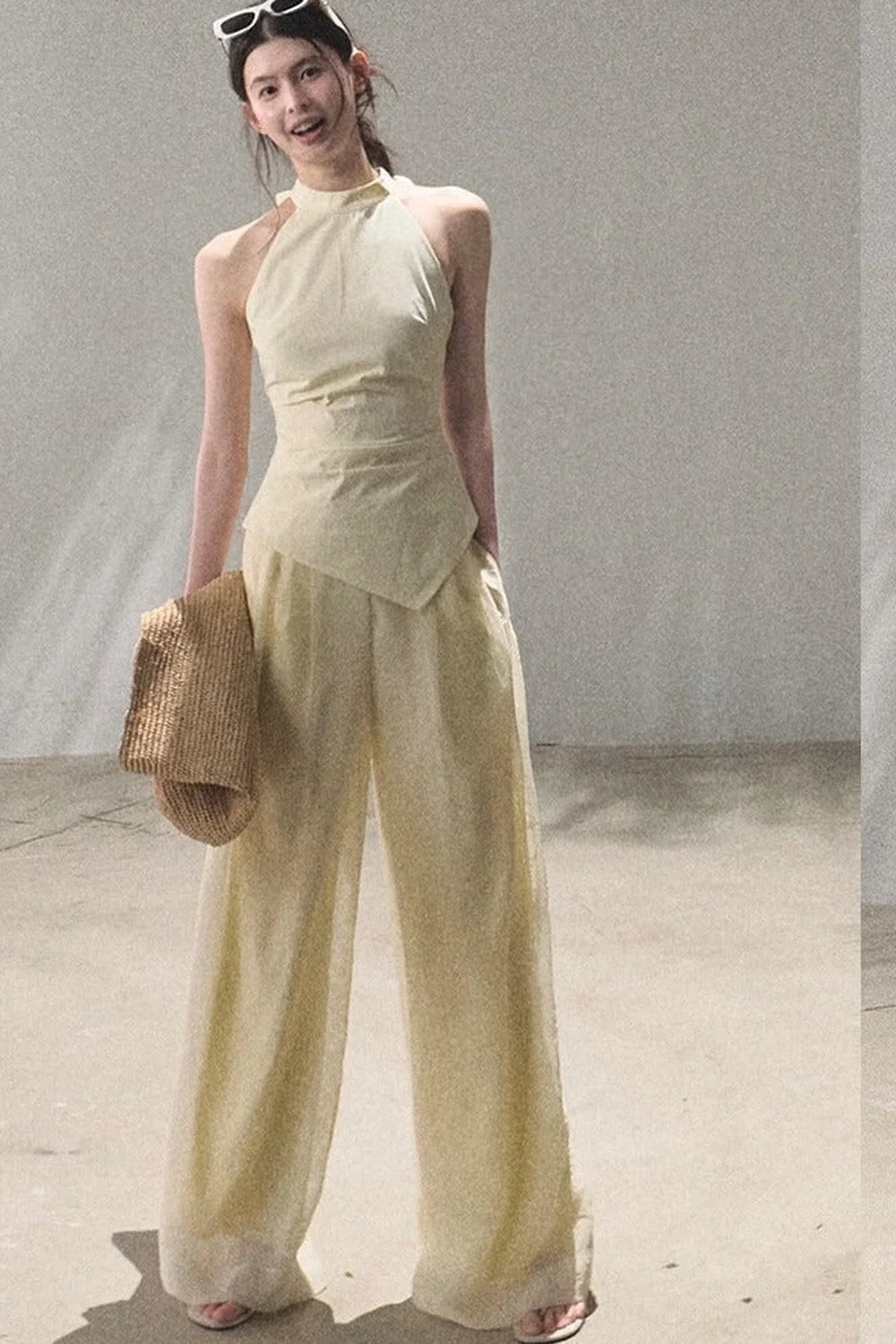 Old Money Mesh Wide-Leg Pants
