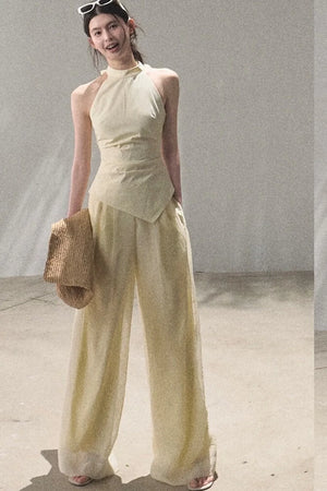 Old Money Mesh Wide-Leg Pants