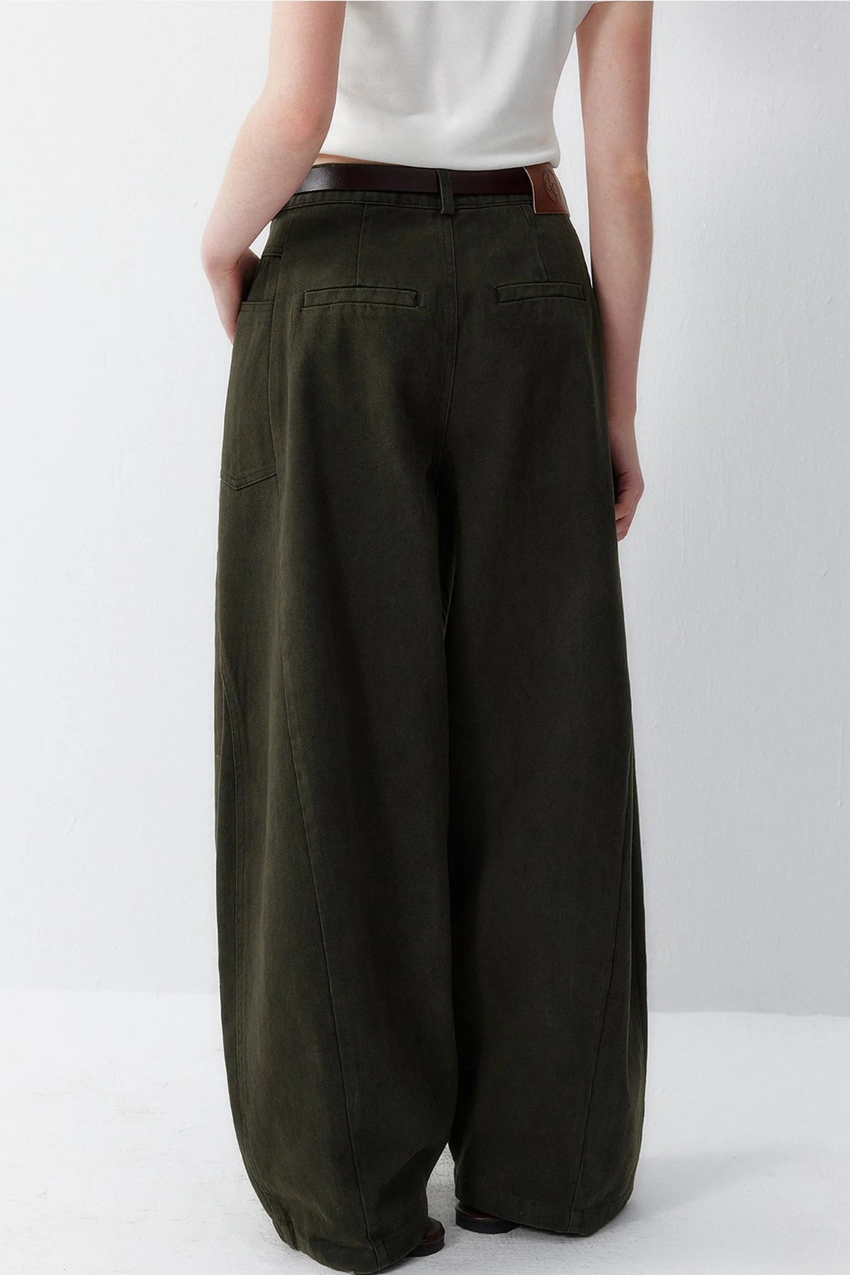 Olive Wide Leg Cotton Pants