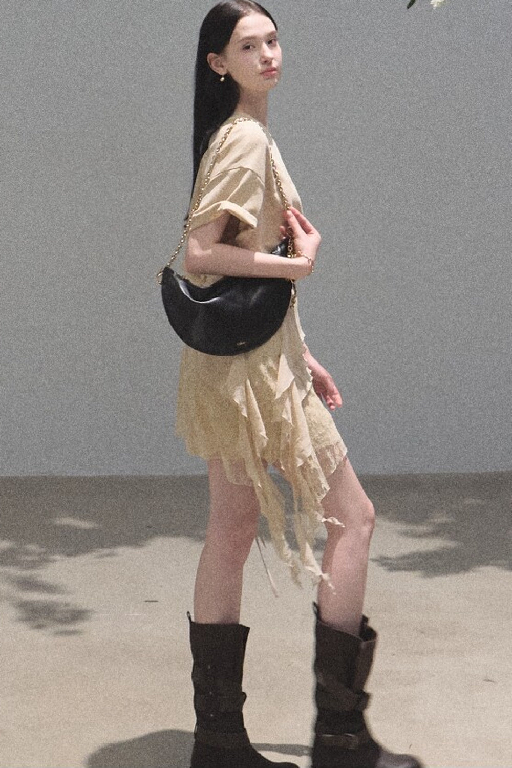 One-Shoulder Apron Layered-Look Dress