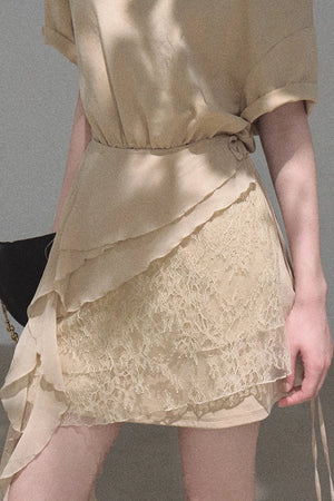 One-Shoulder Apron Layered-Look Dress