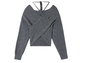 One-shoulder collarbone wool tops