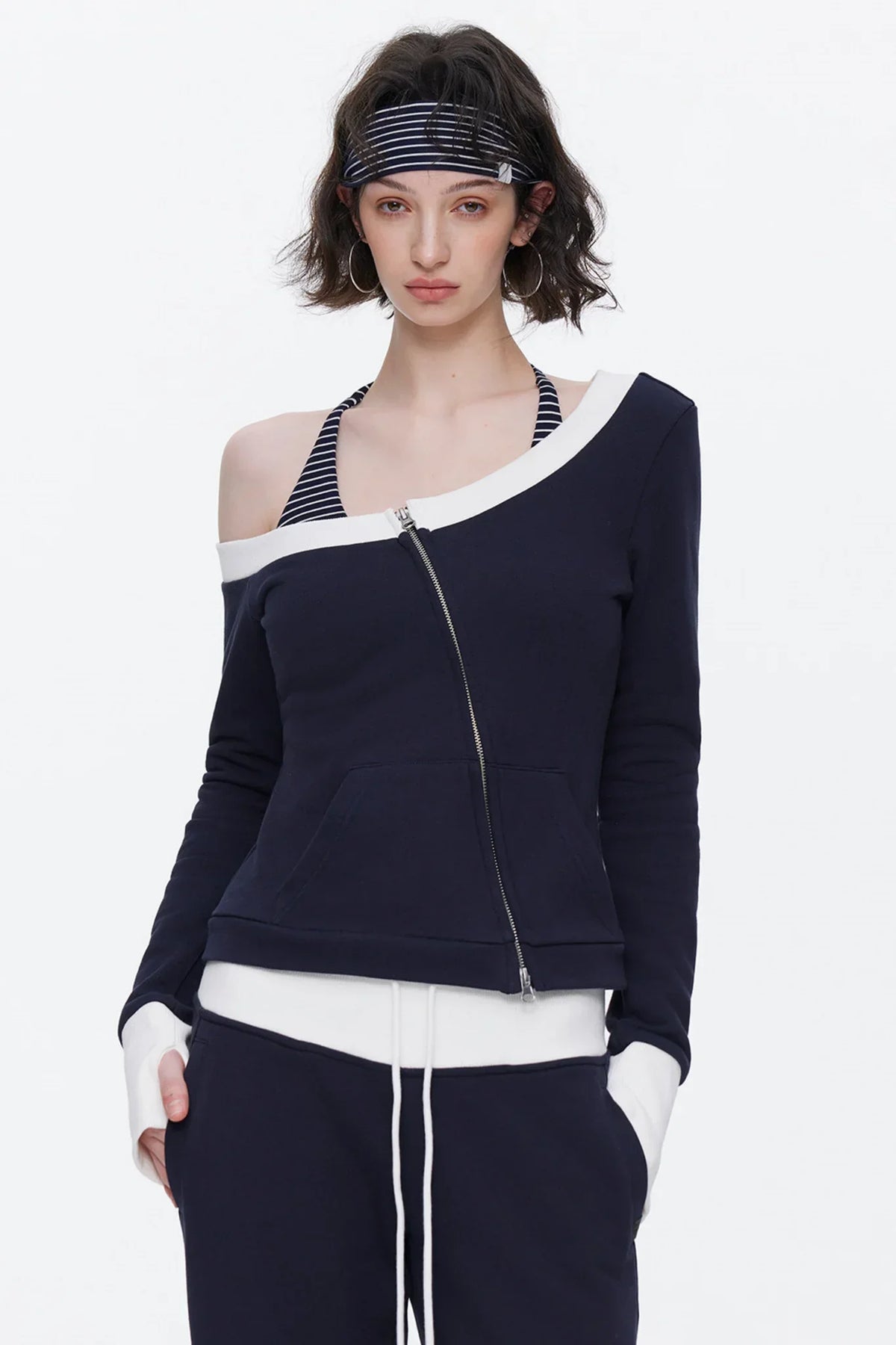 One-Shoulder Color-Blocked Top Set-Up
