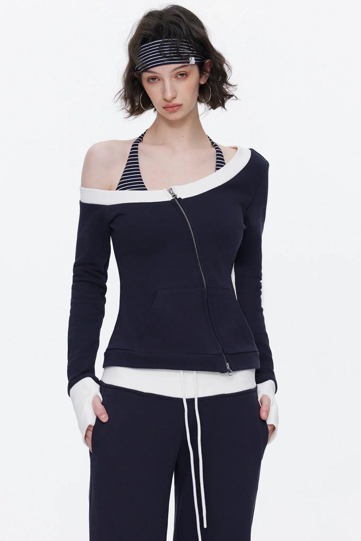 One-Shoulder Color-Blocked Top Set-Up