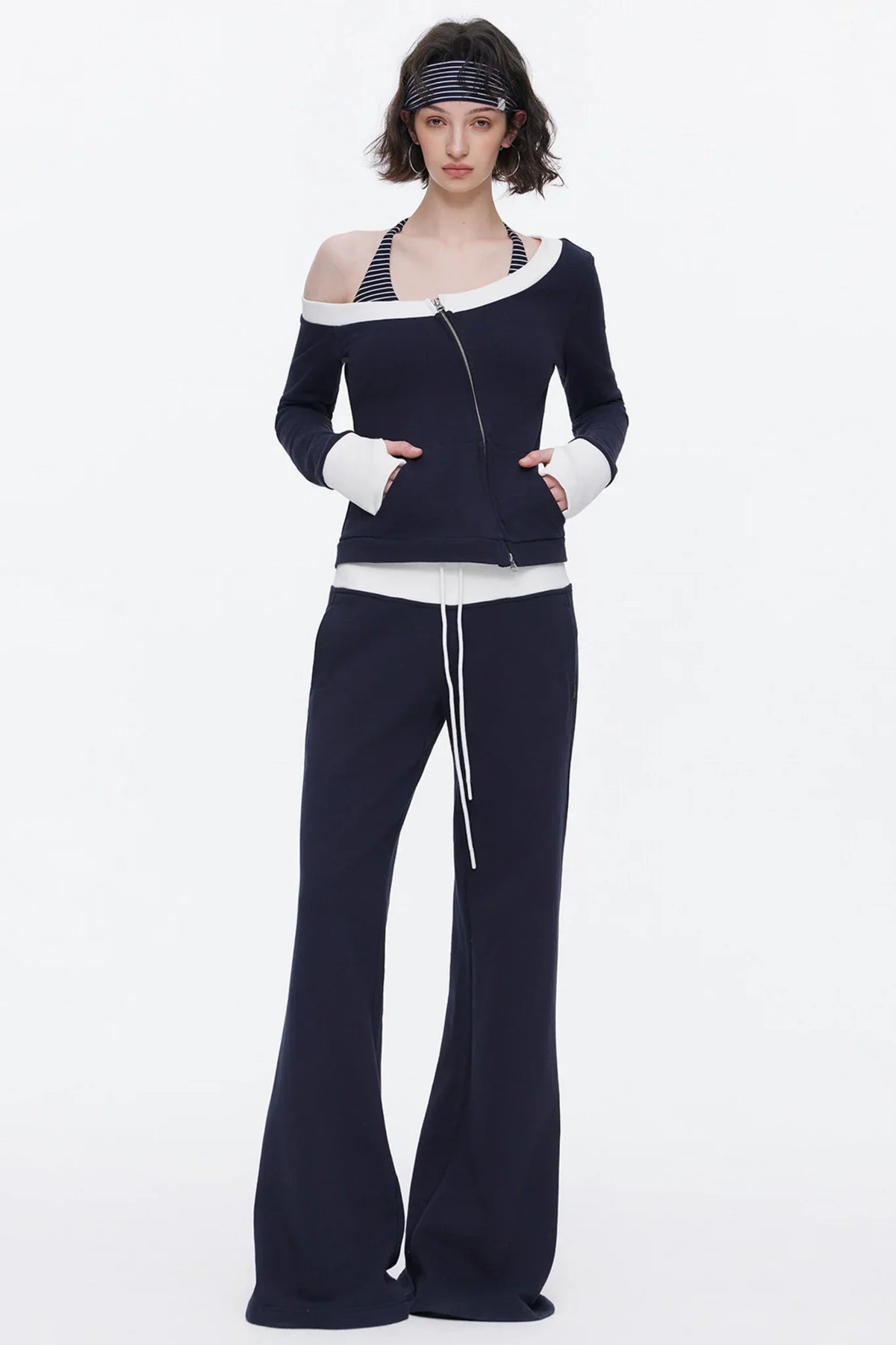 One-Shoulder Color-Blocked Top Set-Up