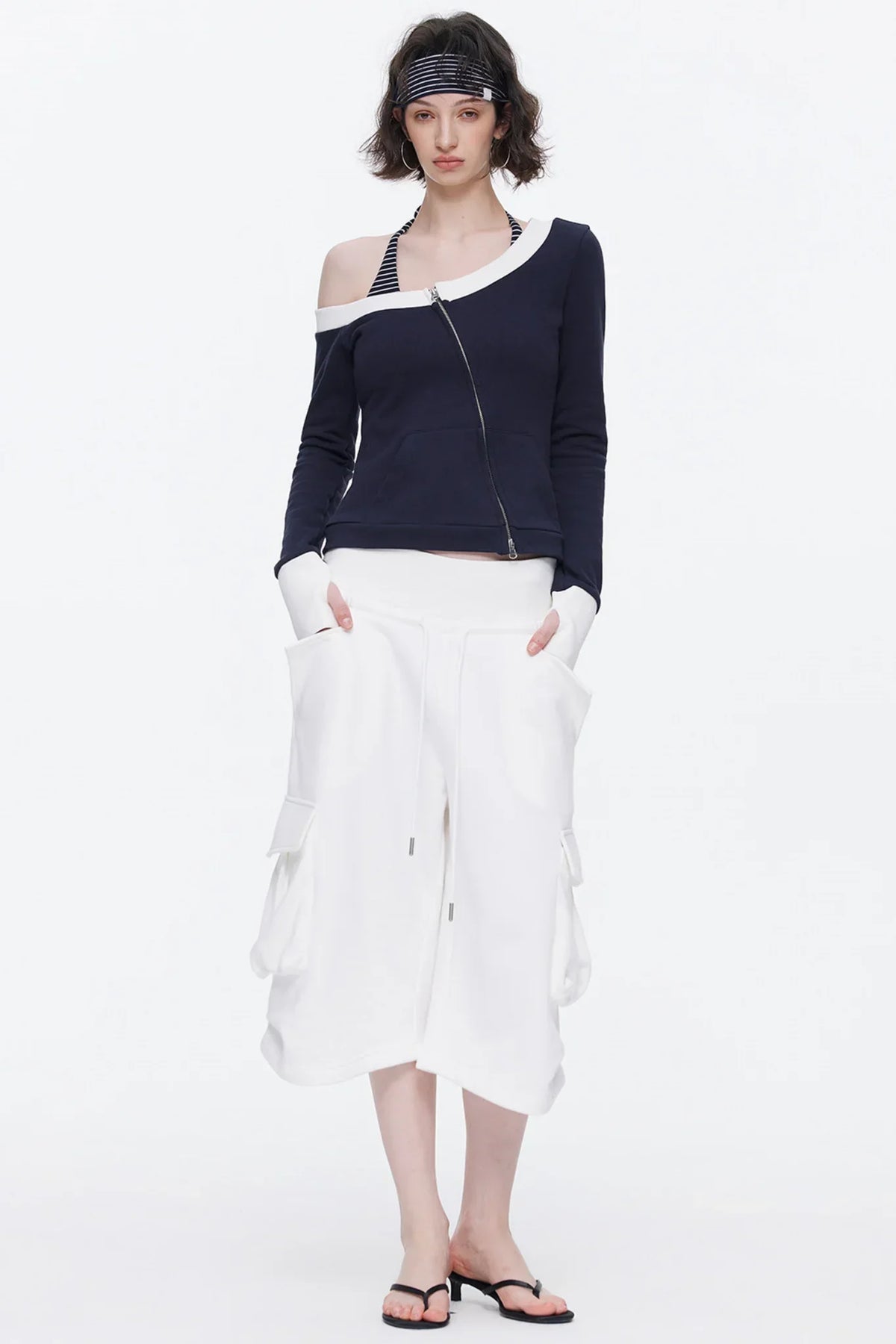 One-Shoulder Color-Blocked Top Set-Up