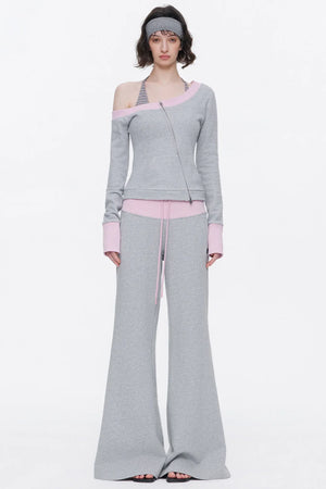 One-Shoulder Color-Blocked Top Set-Up