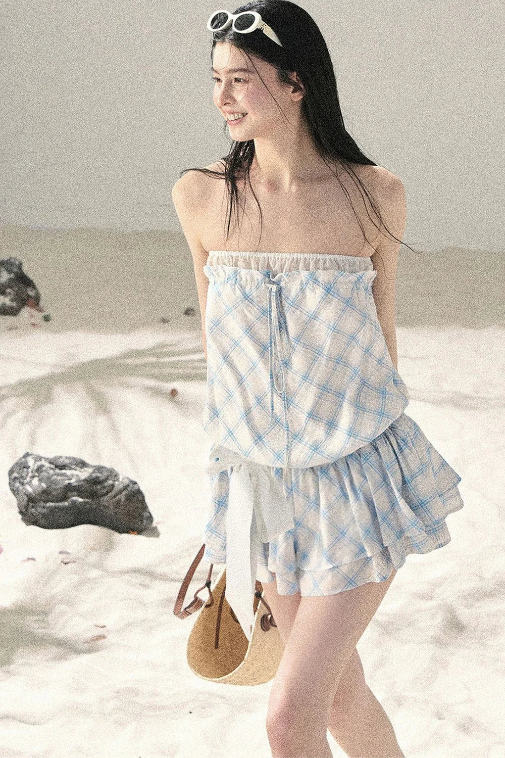 One-Shoulder French Quilted Dress