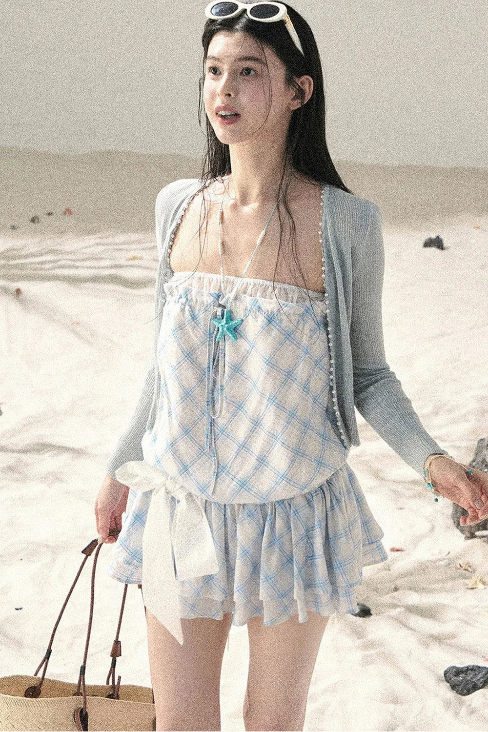 One-Shoulder French Quilted Dress