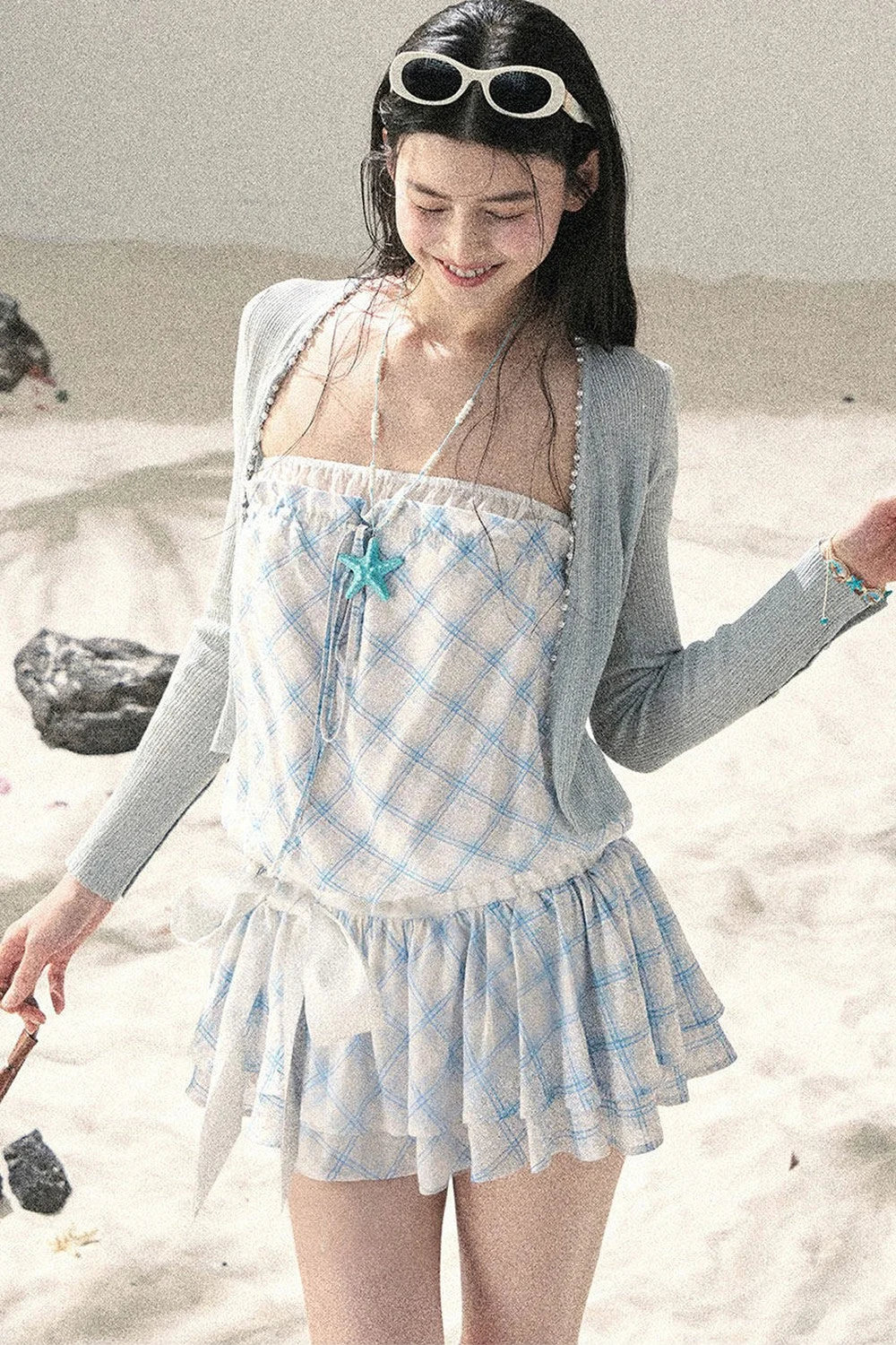 One-Shoulder French Quilted Dress