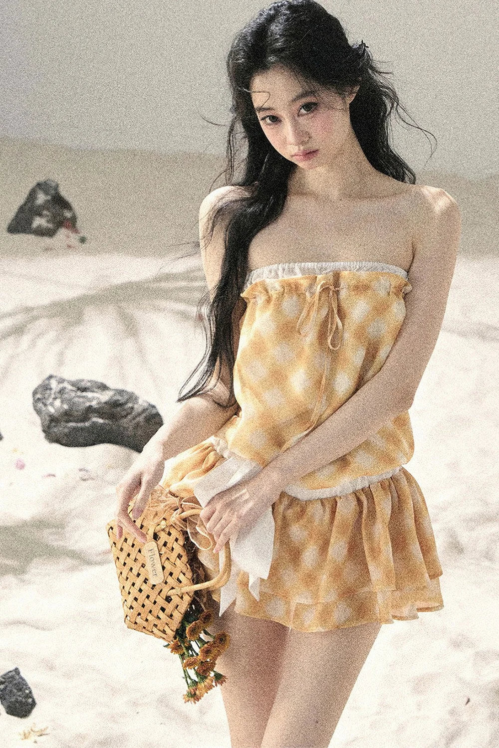 One-Shoulder French Quilted Dress