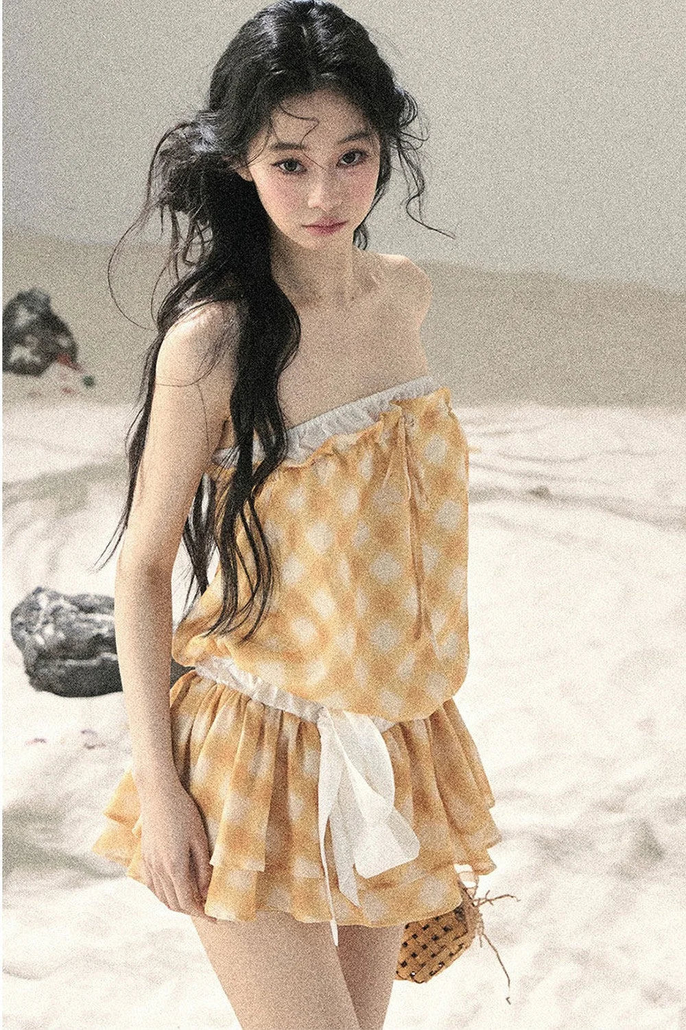 One-Shoulder French Quilted Dress