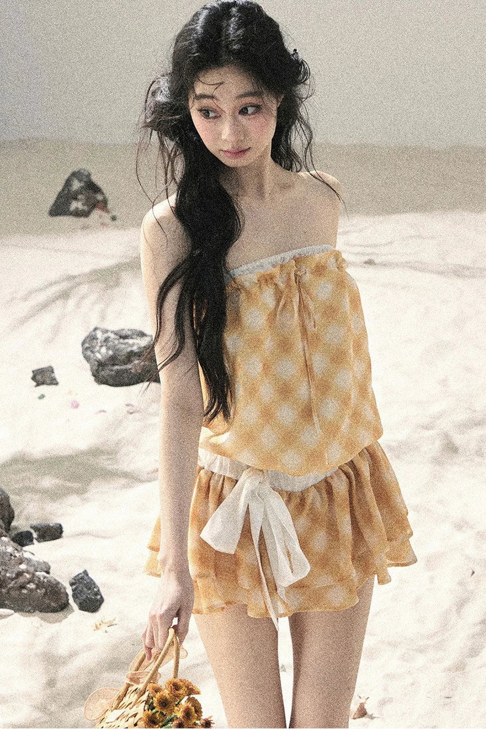 One-Shoulder French Quilted Dress