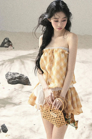 One-Shoulder French Quilted Dress