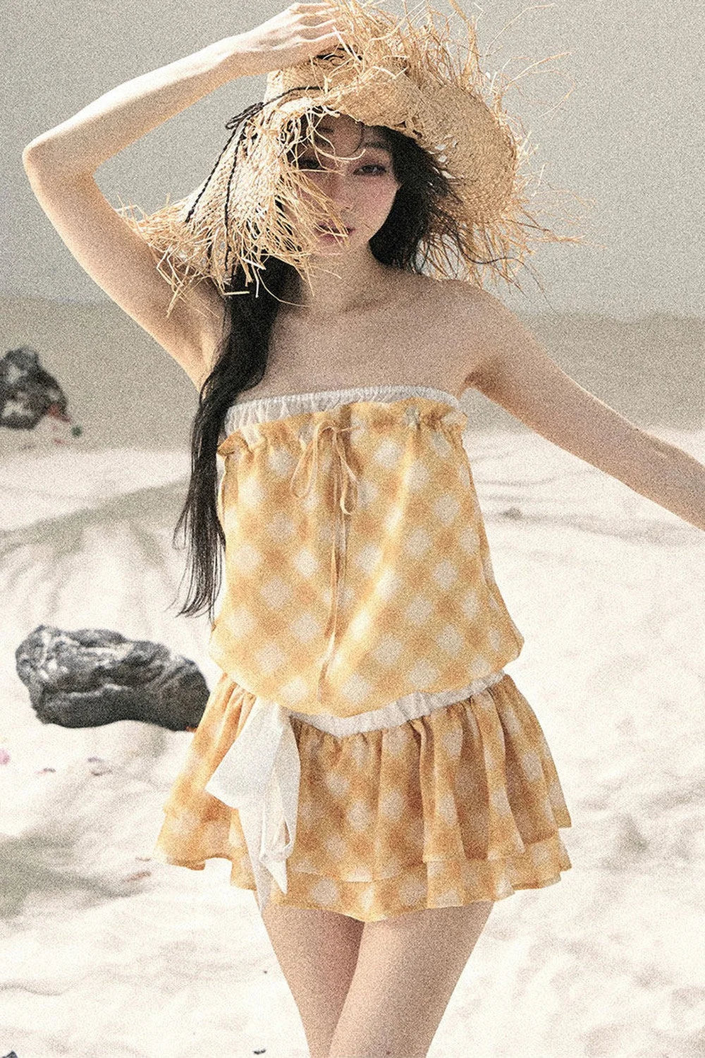 One-Shoulder French Quilted Dress