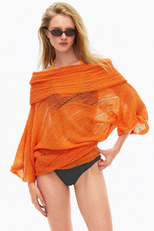 One-Shoulder Hollow Knit Sweater
