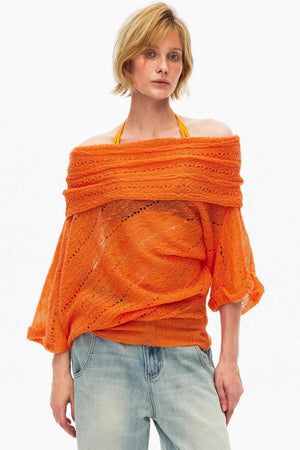 One-Shoulder Hollow Knit Sweater