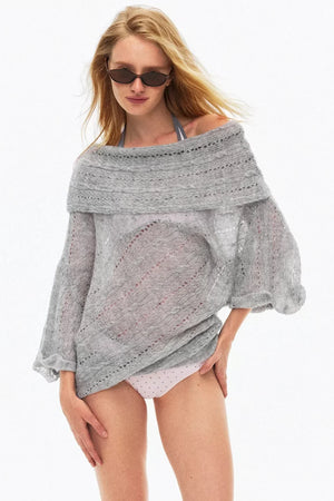 One-Shoulder Hollow Knit Sweater