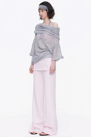 One-Shoulder Hollow Knit Sweater